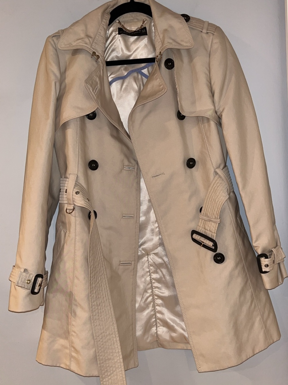 Zara Cream Double-Breasted Trench Coat